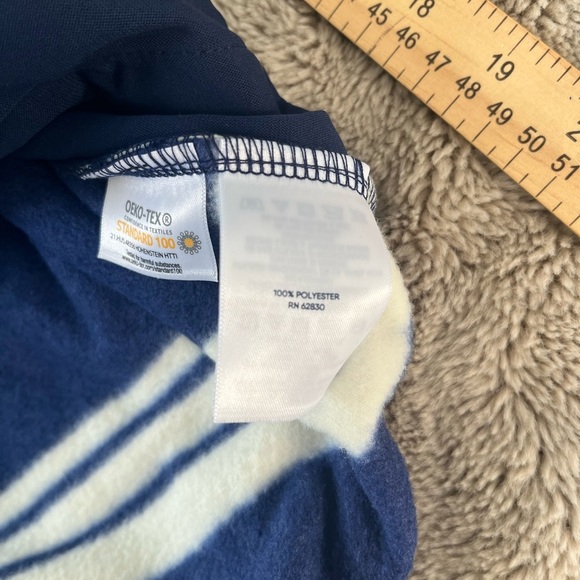 Land’s End Heritage Fleece Snap Neck Pullover Sz S Navy/Ivory Striped. NWT - Picture 12 of 13